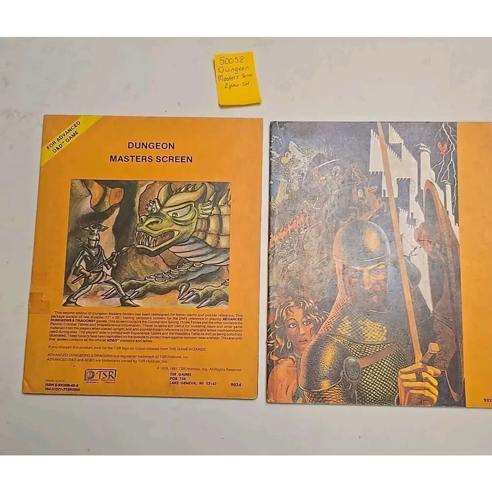 2 Piece rare 1981 TSR Dungeon Masters Screen - Advanced Dungeon & Dragons 9024